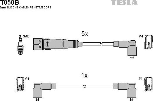 TESLA T050B - Комплект запалителеи кабели vvparts.bg