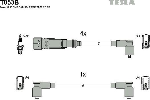 TESLA T053B - Комплект запалителеи кабели vvparts.bg