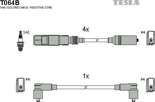 TESLA T064B - Комплект запалителеи кабели vvparts.bg