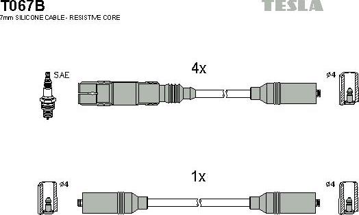 TESLA T067B - Комплект запалителеи кабели vvparts.bg