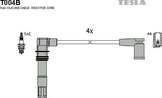 TESLA T004B - Комплект запалителеи кабели vvparts.bg