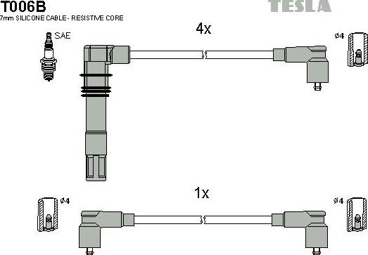 TESLA T006B - Комплект запалителеи кабели vvparts.bg