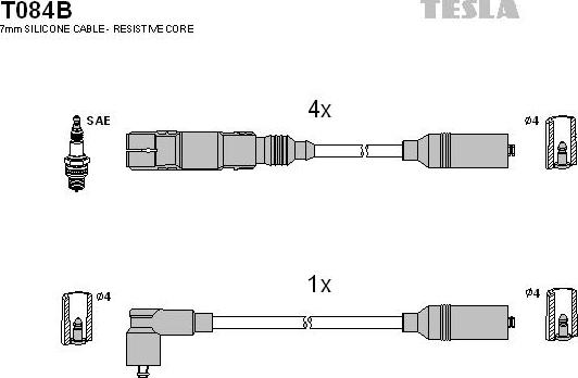 TESLA T084B - Комплект запалителеи кабели vvparts.bg