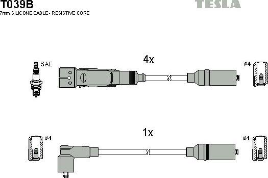 TESLA T039B - Комплект запалителеи кабели vvparts.bg