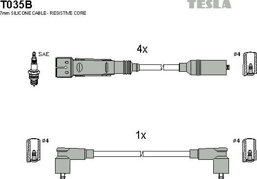 TESLA T035B - Комплект запалителеи кабели vvparts.bg