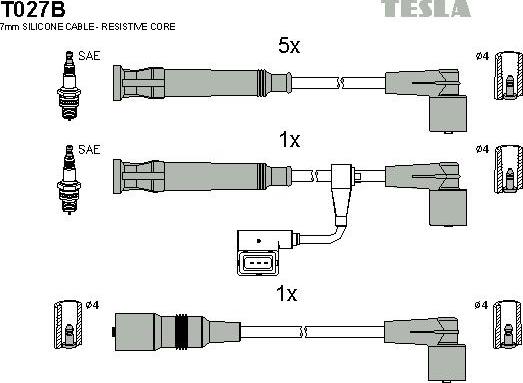 TESLA T027B - Комплект запалителеи кабели vvparts.bg