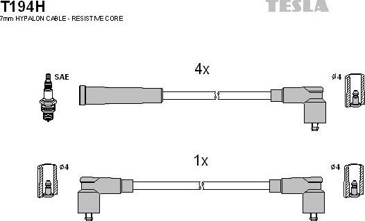 TESLA T194H - Комплект запалителеи кабели vvparts.bg