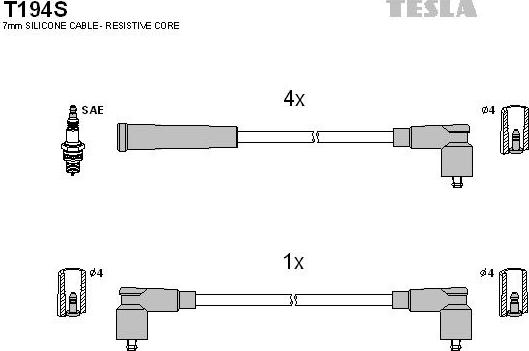 TESLA T194S - Комплект запалителеи кабели vvparts.bg