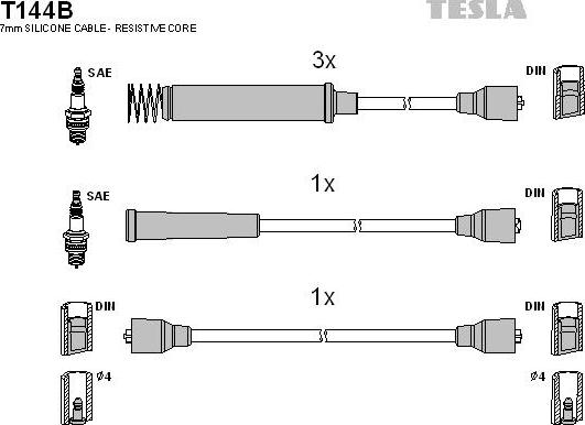 TESLA T144B - Комплект запалителеи кабели vvparts.bg