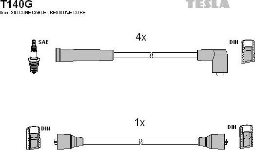 TESLA T140G - Комплект запалителеи кабели vvparts.bg