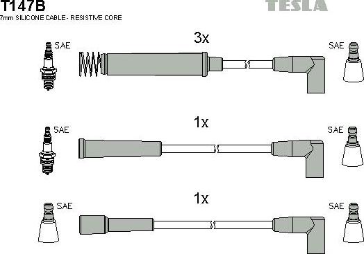 TESLA T147B - Комплект запалителеи кабели vvparts.bg