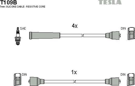 TESLA T109B - Комплект запалителеи кабели vvparts.bg