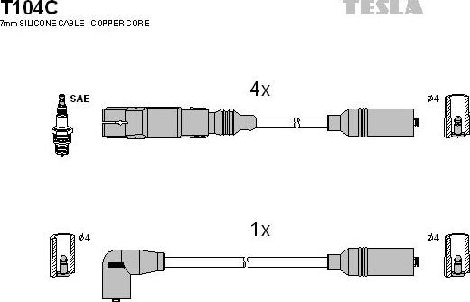 TESLA T104C - Комплект запалителеи кабели vvparts.bg