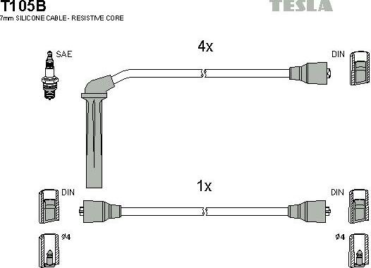 TESLA T105B - Комплект запалителеи кабели vvparts.bg