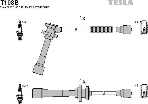 TESLA T108B - Комплект запалителеи кабели vvparts.bg