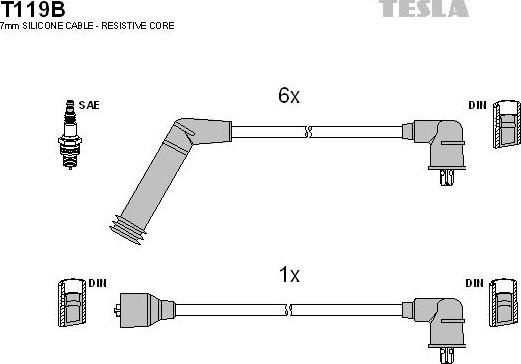 TESLA T119B - Комплект запалителеи кабели vvparts.bg