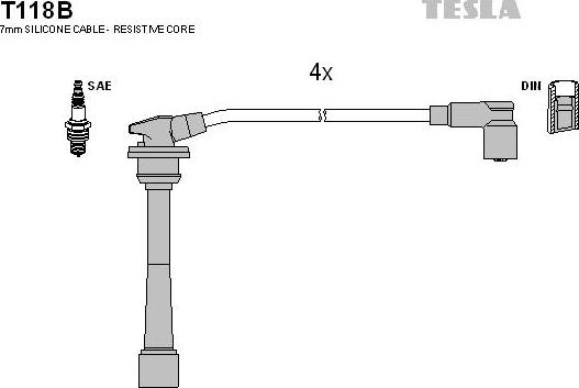 TESLA T118B - Комплект запалителеи кабели vvparts.bg