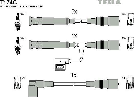 TESLA T174C - Комплект запалителеи кабели vvparts.bg