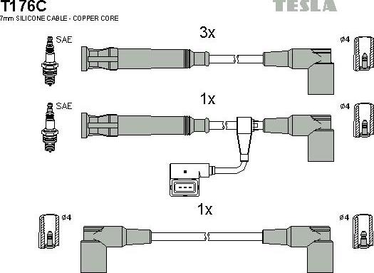 TESLA T176C - Комплект запалителеи кабели vvparts.bg