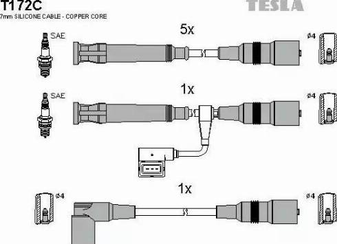 TESLA T172C - Комплект запалителеи кабели vvparts.bg