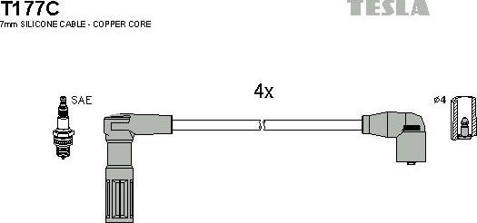 TESLA T177C - Комплект запалителеи кабели vvparts.bg