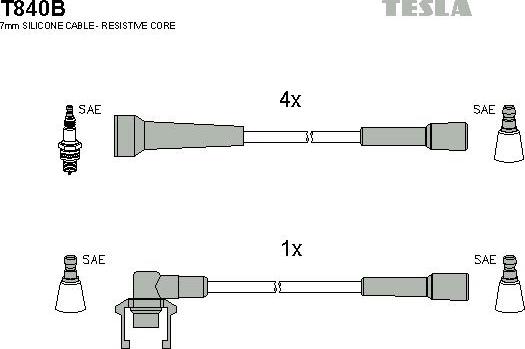 TESLA T840B - Комплект запалителеи кабели vvparts.bg