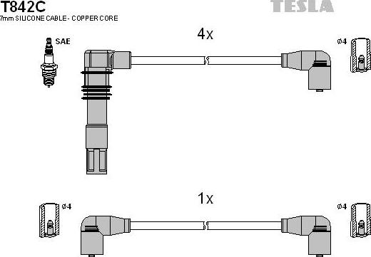 TESLA T842C - Комплект запалителеи кабели vvparts.bg