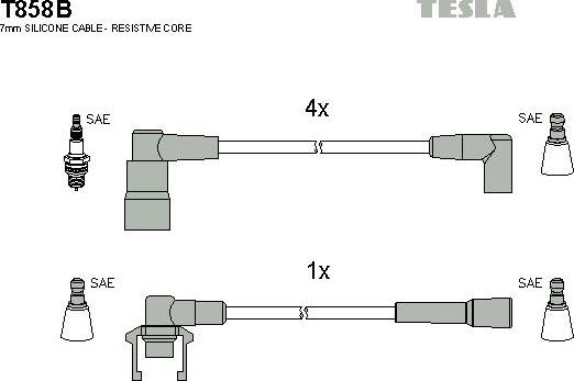 TESLA T858B - Комплект запалителеи кабели vvparts.bg