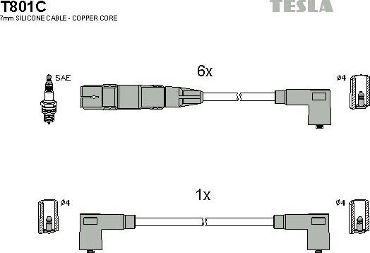 TESLA T801C - Комплект запалителеи кабели vvparts.bg