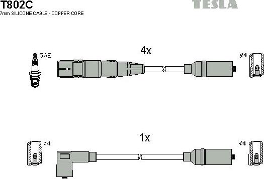 TESLA T802C - Комплект запалителеи кабели vvparts.bg