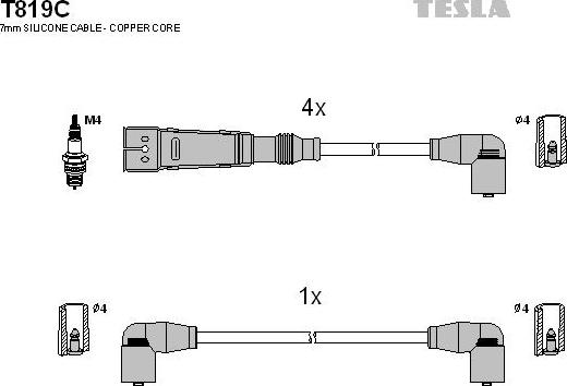 TESLA T819C - Комплект запалителеи кабели vvparts.bg