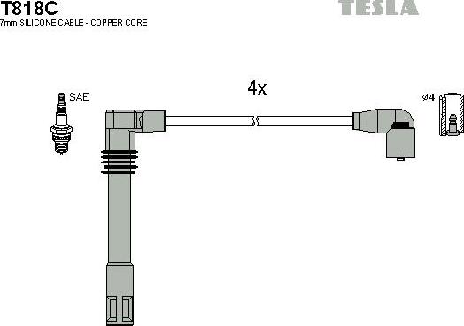 TESLA T818C - Комплект запалителеи кабели vvparts.bg