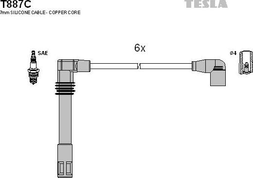 TESLA T887C - Комплект запалителеи кабели vvparts.bg