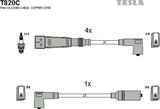 TESLA T820C - Комплект запалителеи кабели vvparts.bg