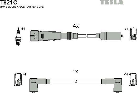 TESLA T821C - Комплект запалителеи кабели vvparts.bg