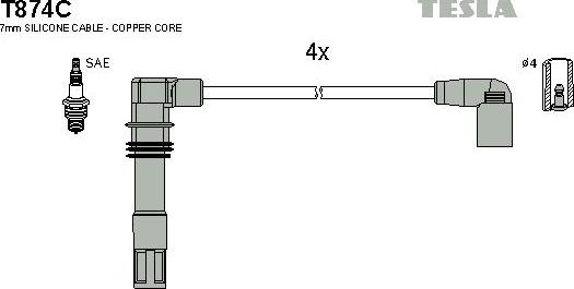 TESLA T874C - Комплект запалителеи кабели vvparts.bg