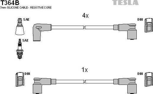 TESLA T364B - Комплект запалителеи кабели vvparts.bg