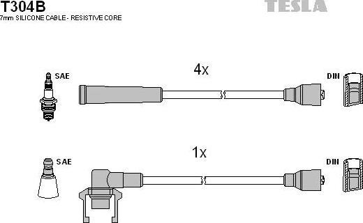 TESLA T304B - Комплект запалителеи кабели vvparts.bg