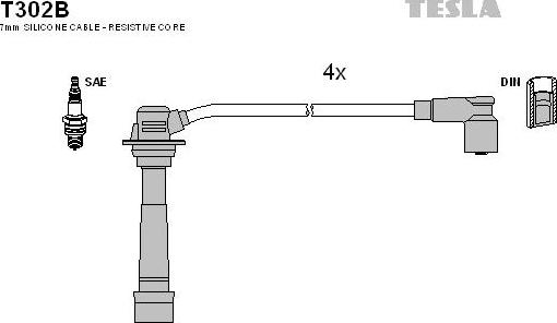 TESLA T302B - Комплект запалителеи кабели vvparts.bg