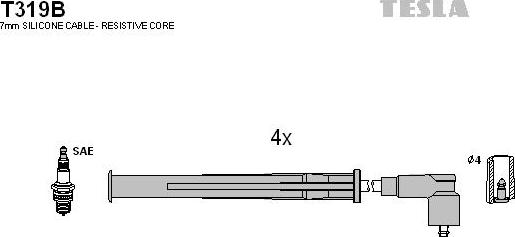 TESLA T319B - Комплект запалителеи кабели vvparts.bg