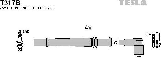 TESLA T317B - Комплект запалителеи кабели vvparts.bg