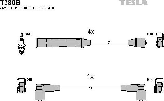 TESLA T380B - Комплект запалителеи кабели vvparts.bg