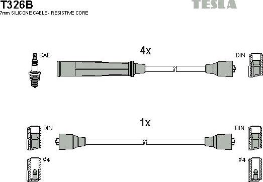 TESLA T326B - Комплект запалителеи кабели vvparts.bg