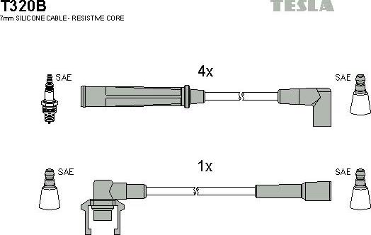 TESLA T320B - Комплект запалителеи кабели vvparts.bg