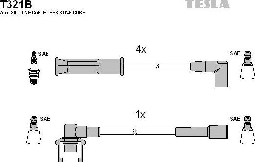 TESLA T321B - Комплект запалителеи кабели vvparts.bg