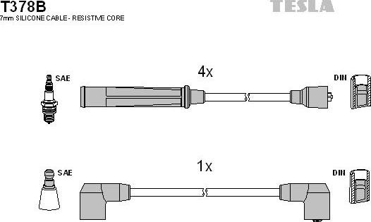 TESLA T378B - Комплект запалителеи кабели vvparts.bg