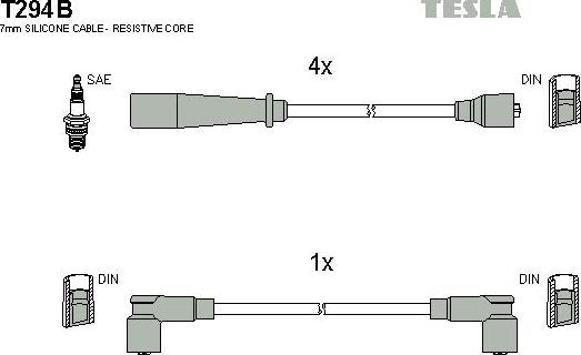 TESLA T294B - Комплект запалителеи кабели vvparts.bg