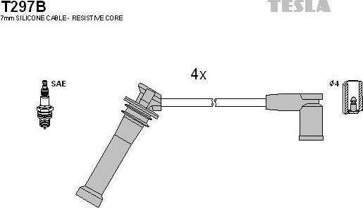 TESLA T297B - Комплект запалителеи кабели vvparts.bg