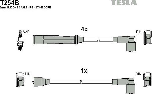 TESLA T254B - Комплект запалителеи кабели vvparts.bg