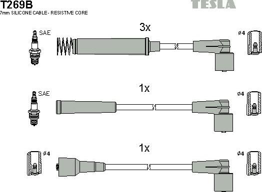 TESLA T269B - Комплект запалителеи кабели vvparts.bg